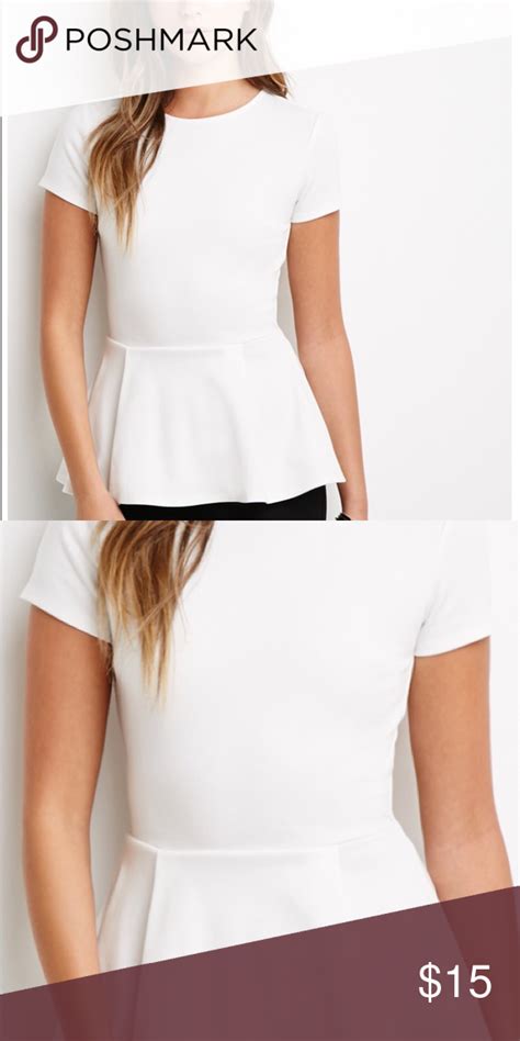 white peplum short sleeve top celine|peplum tops for women.